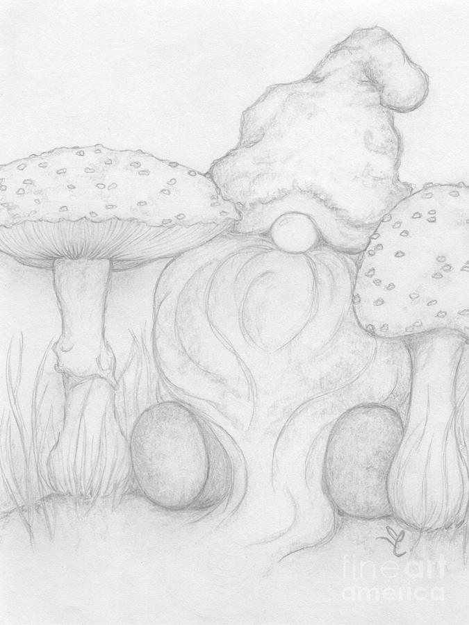 By the Red Mushrooms Drawing by Fantasy Seasons