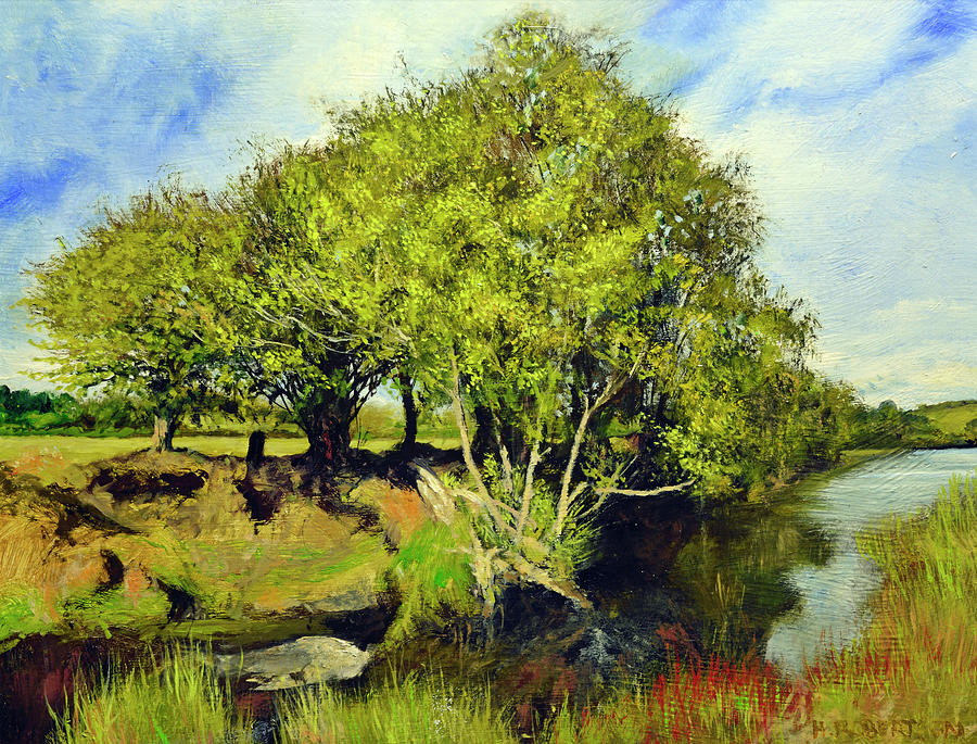 By the River Dee, North Wales Painting by Harry Robertson