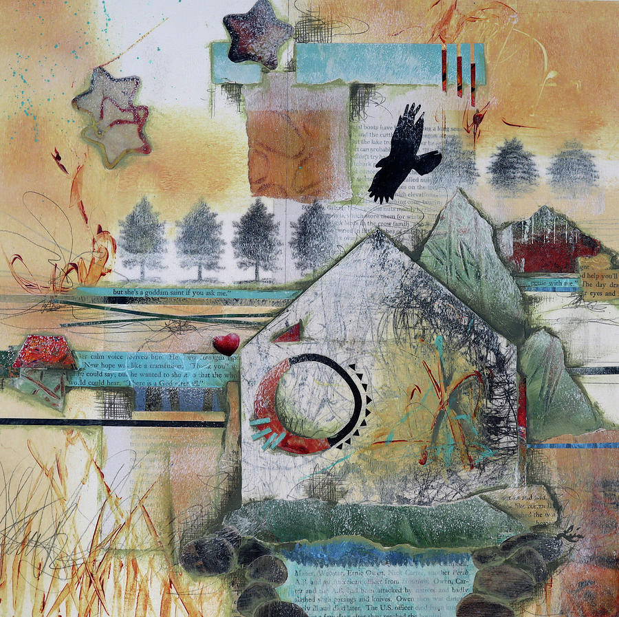 Crow Mixed Media - By the Waters Edge by Laura Lein-Svencner