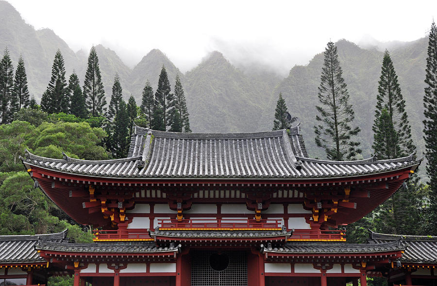 Architecture Photograph - Byodo-In Temple in Hawaii by Ingrid Perlstrom