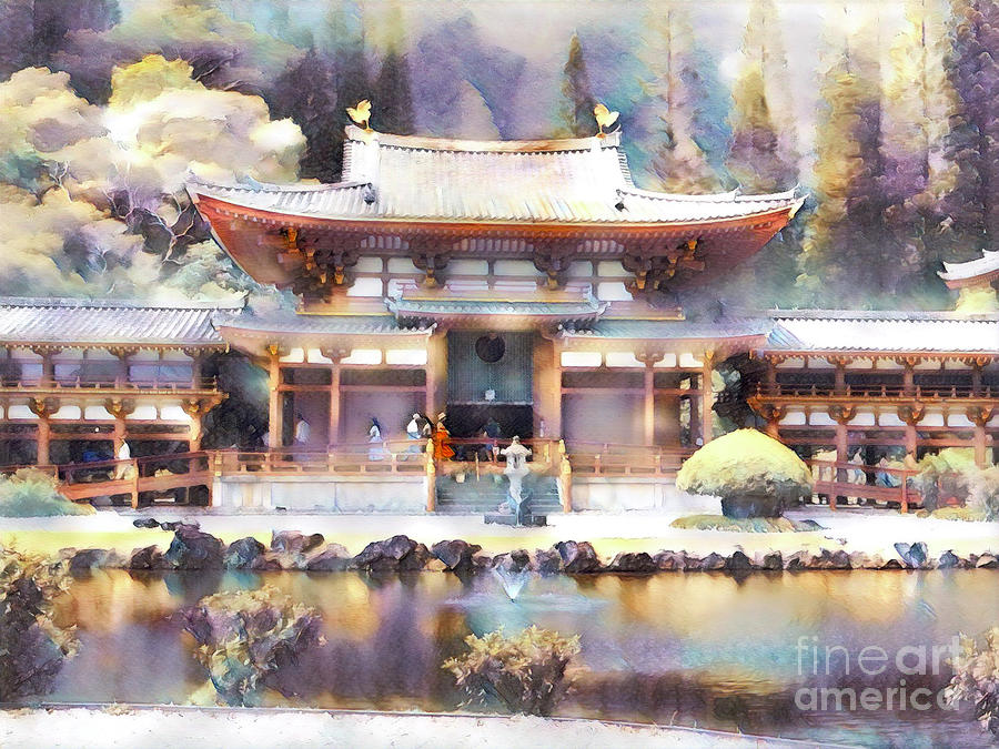Byodo-In Temple Mixed Media by Mindy Bench