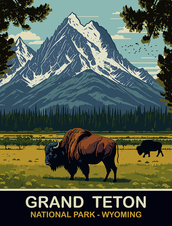 Wildlife Digital Art - Byson at Grand Teton, Wyoming by Long Shot