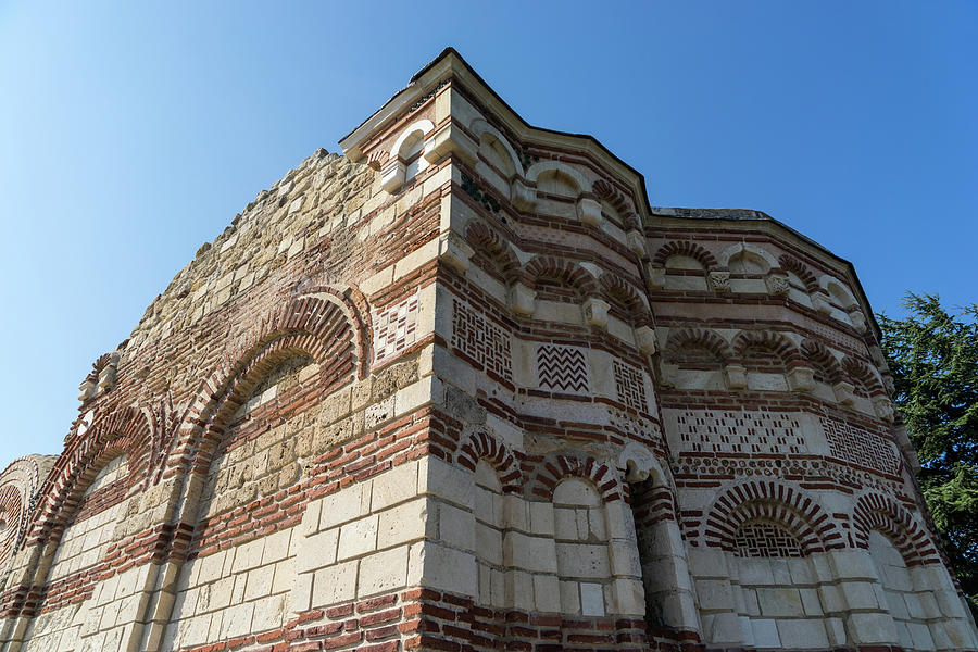 Byzantine Brickwork Facades of St John Aliturgetos Church in Nessebar Bulgaria Photograph by Georgia Mizuleva