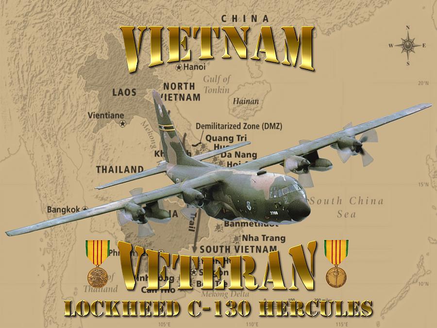 C-130 Digital Art - C-130 Hercules Vietnam Veteran by Mil Merchant
