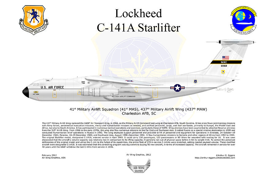 C-141A Starlifter 41st MAS Digital Art by Arthur Eggers