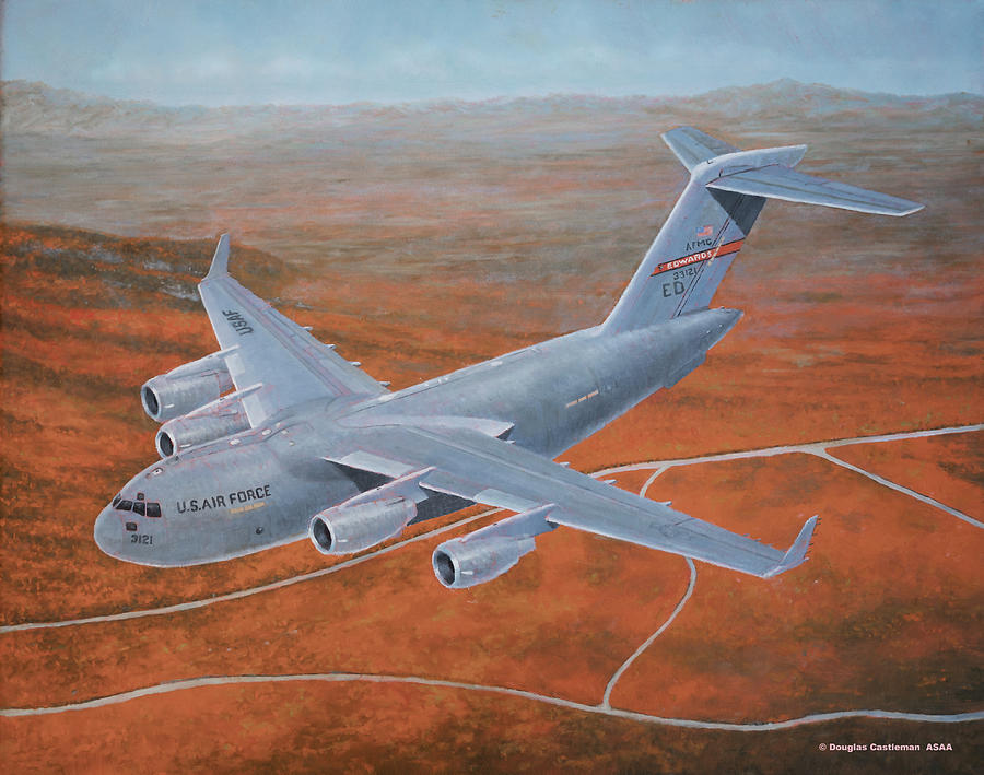 C-17 Over Super Bloom Painting by Douglas Castleman