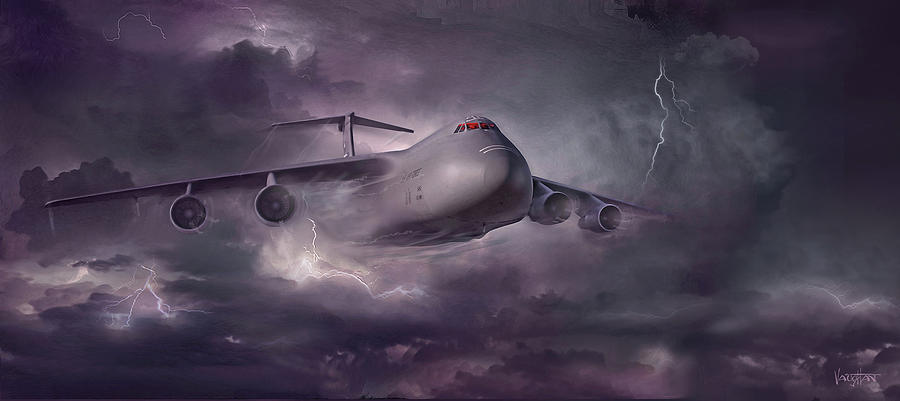 C-5 Galaxy Emerging from Storm - wide Digital Art by James Vaughan