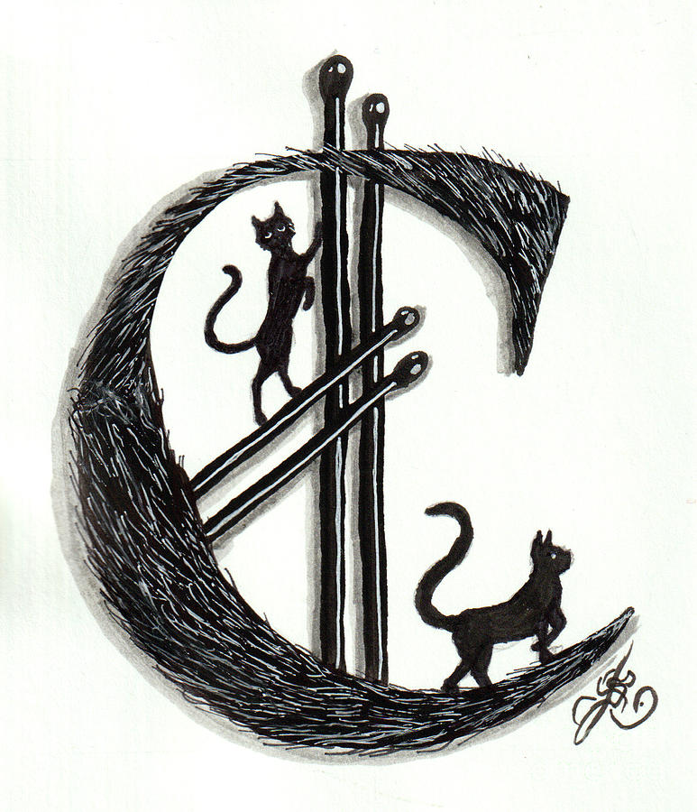 C is for Cat Drawing by Scarlett Royale