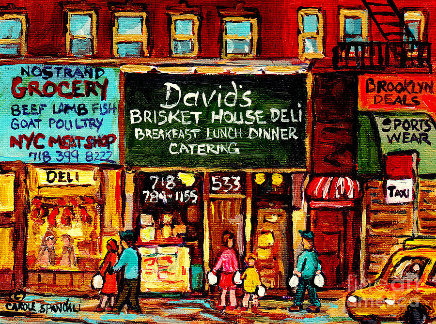 New York Painting - C Spandau Fine Artist Paints Best New York City Restaurants Davids Brisket House Deli Crown Heights by Carole Spandau