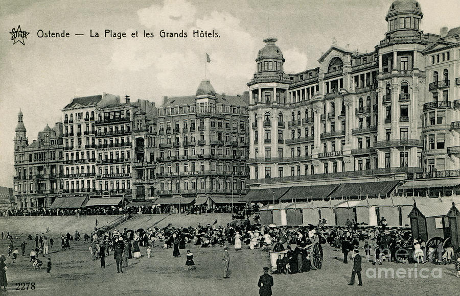 ca 1900 Ostend Beach and Grands Hotels Photograph
