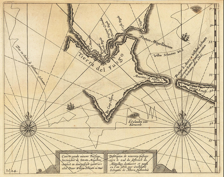 Caarte vande nieuwe passage bezuijden de Strate Magellani ontdect en ...