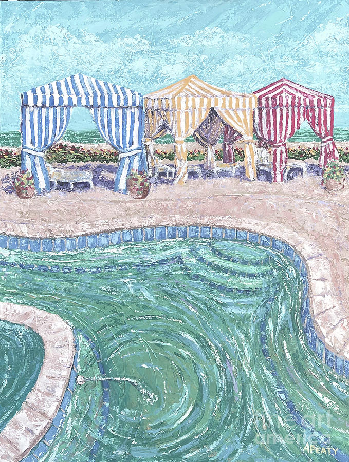 Cabanas at Daytona Beach Painting by Audrey Peaty