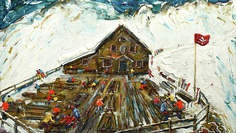 Cabane Mont Fort Painting by Pete Caswell