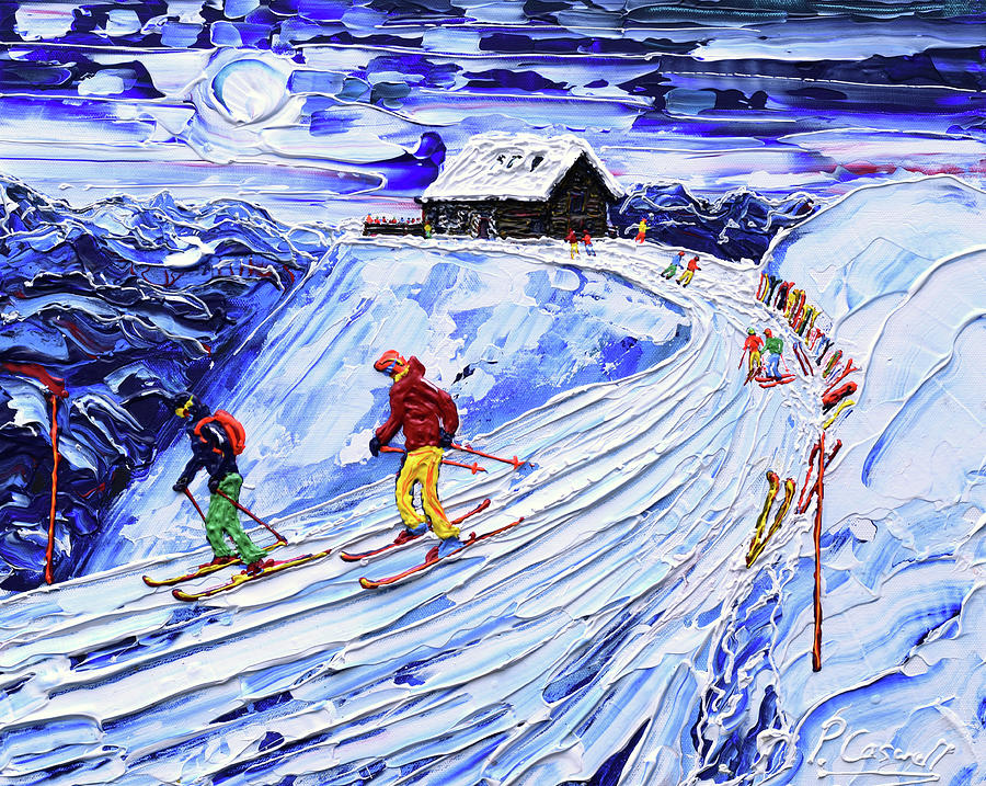 Cabane Restaurant Verbier Painting by Pete Caswell
