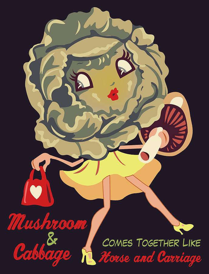 Cabbage Digital Art - Cabbage Girl with Mushroom by Long Shot