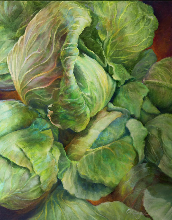 Cabbage Harvest Painting by Carol Klingel Cabbage Harvest Painting by Carol Klingel