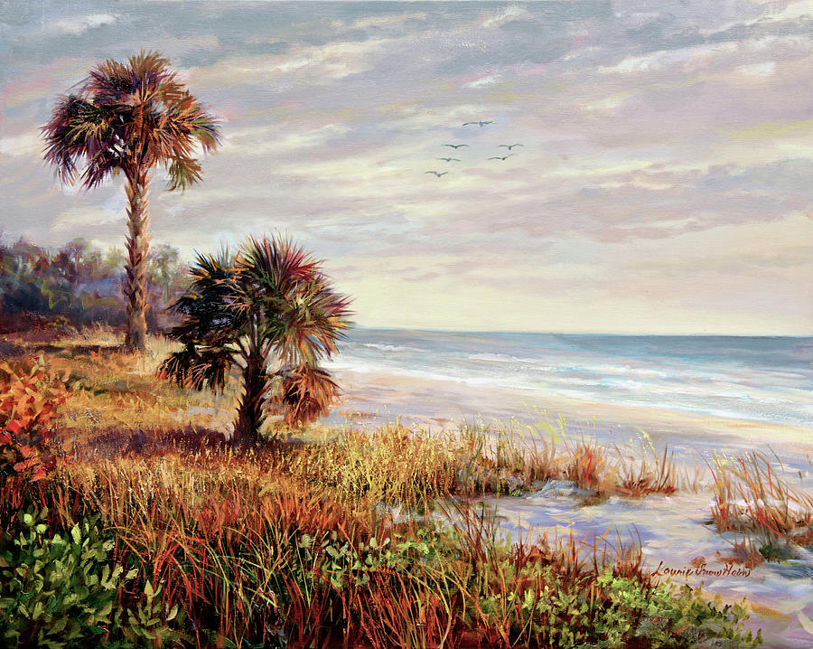 Sunset Painting - Cabbage Palm Beach by Laurie Snow Hein