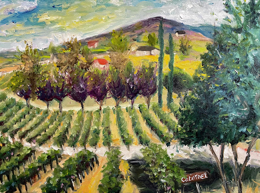 Cabernet Lot at Oak Mountain Winery Painting by Roxy Rich
