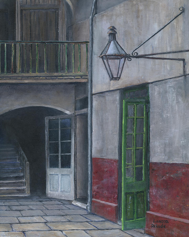 Cabildo Courtyard, New Orleans, Louisiana Painting by Lenora De Lude