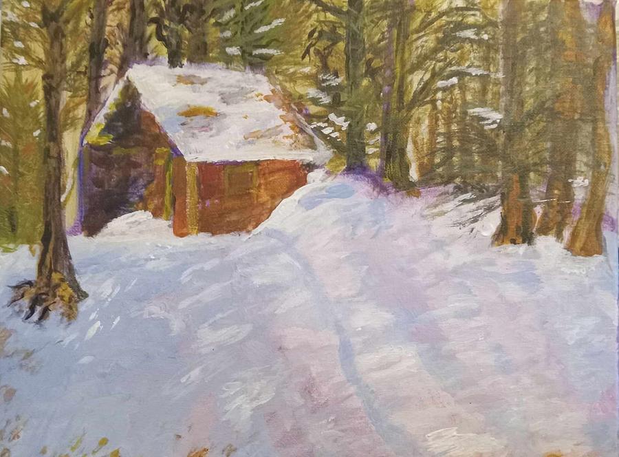 Cabin Hidaway Painting by Suzanne Berthier