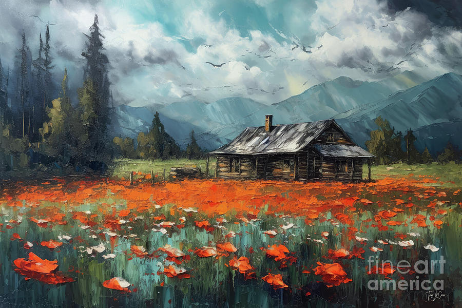 Cabin In The Poppies Painting by Tina LeCour