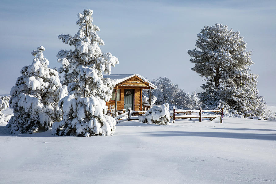 Winter Photograph - Cabin in the Snow by Dawn Key