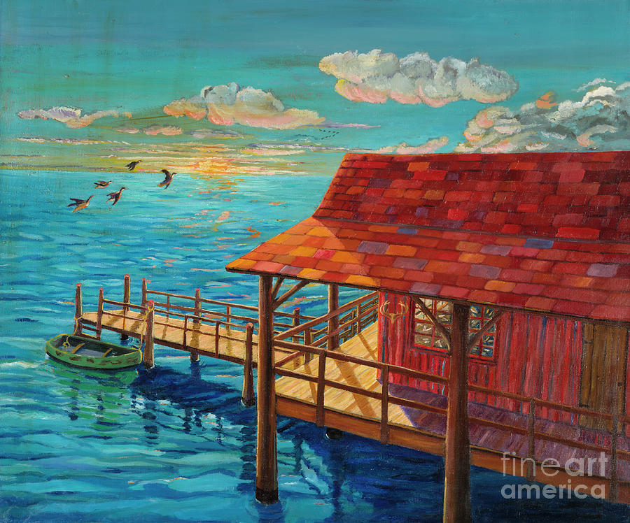 Cabin Ocean View Painting By North Art Creations Fine Art America