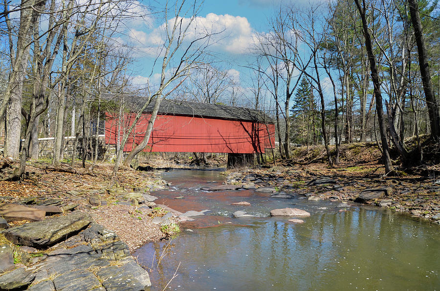 Cabin Run Covered Bridge Bucks Co Pa Photograph by Bill Cannon - Fine ...