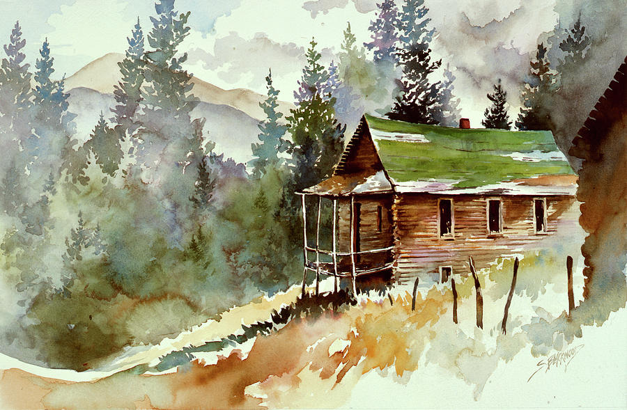 Cabin Painting by Susan Blackwood