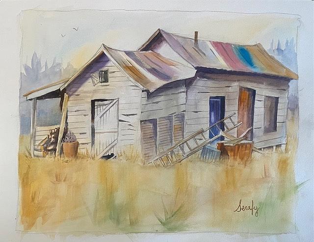 Cabin with Ladder Painting by Scott Serafy