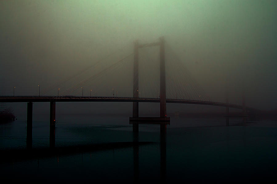 Cable Bridge in Fog Photograph by Kim Wehner - Pixels