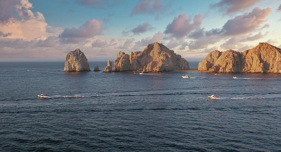Cabo Boats and Rocks at Dawn Photograph by Darryl Brooks