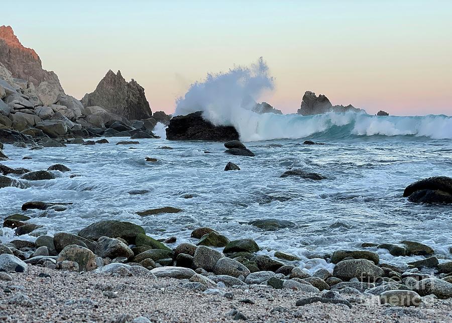 Cabo Cliffside Sunset Wave Crash Photograph by Barbie Corbett-Newmin