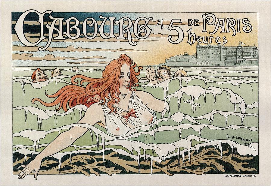 Cabourg In Five Hours From Paris - Art Nouveau Vintage Advertising Poster - Henri  Privat Livemont  Digital Art by Studio Grafiikka