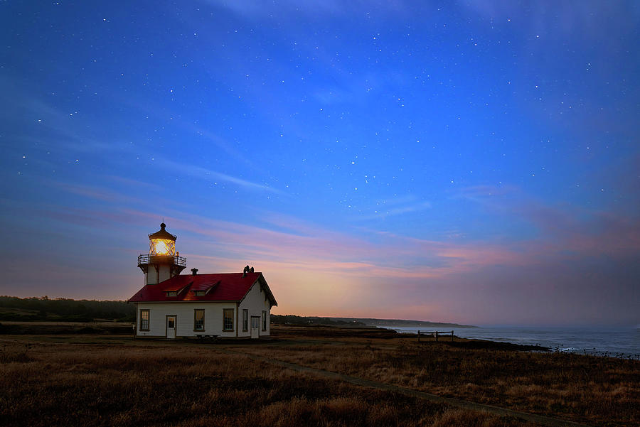 Cabrillo lighthouse at Blue Hour Photograph by Jon Glaser