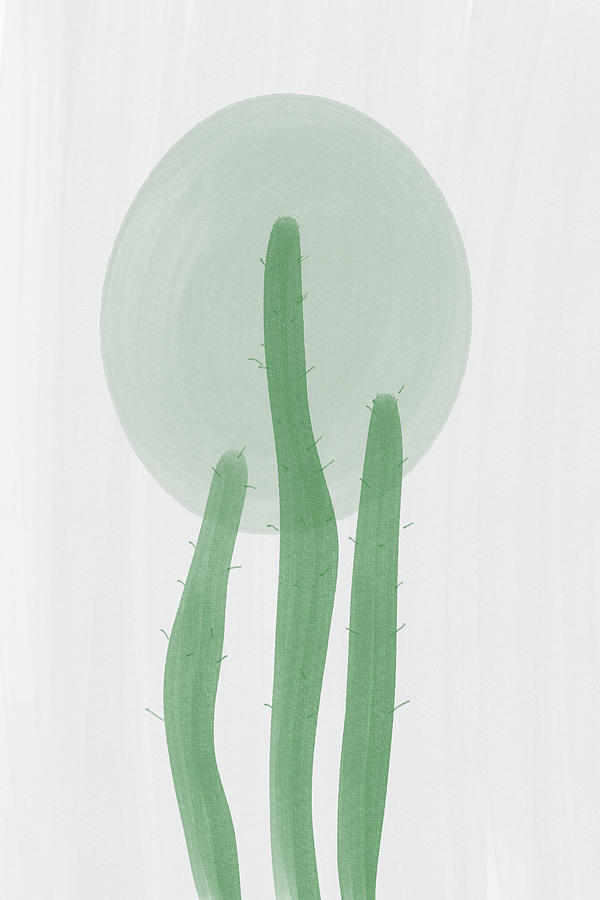 Nature Digital Art - Cacti 1 - Minimal Abstract Contemporary Painting - Modern Art - Green, Pistachio by Studio Grafiikka