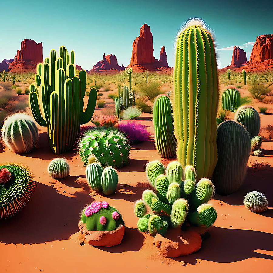 Cacti Garden Digital Art by Rosalie Scanlon