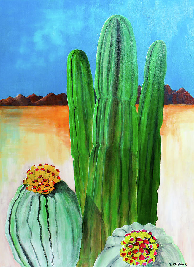 Cacti Group One Painting by Ted Clifton