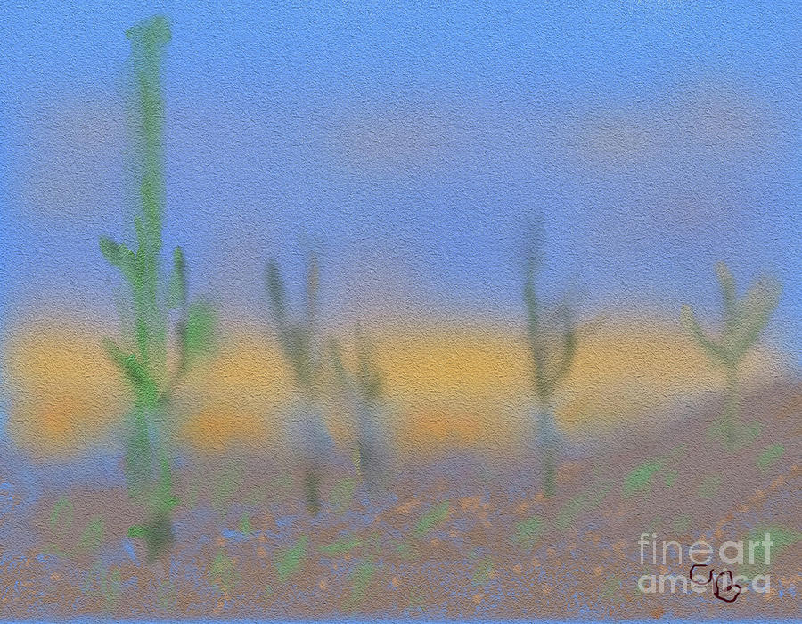 Cacti in Arizona Desert Digital Art by Arlene Babad
