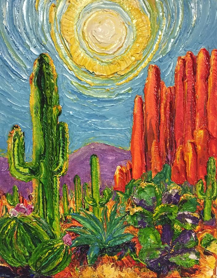 Cactus and Red Rocks in Arizona Painting by Paris Wyatt Llanso