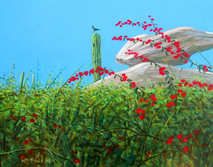 Cactus Bird Painting by Chris MacClure