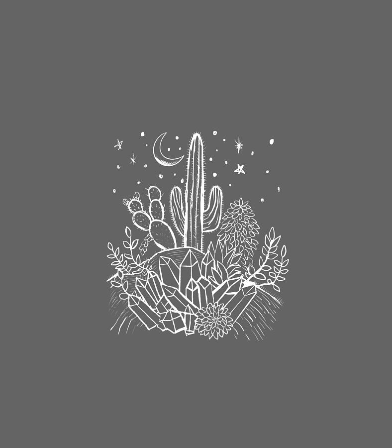 Cactus Crystals Succulents Desert Moon Witchy Goth by Corinv Helen