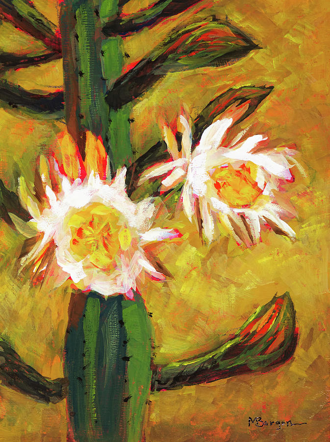 Cactus Flower Painting by Mike Bergen