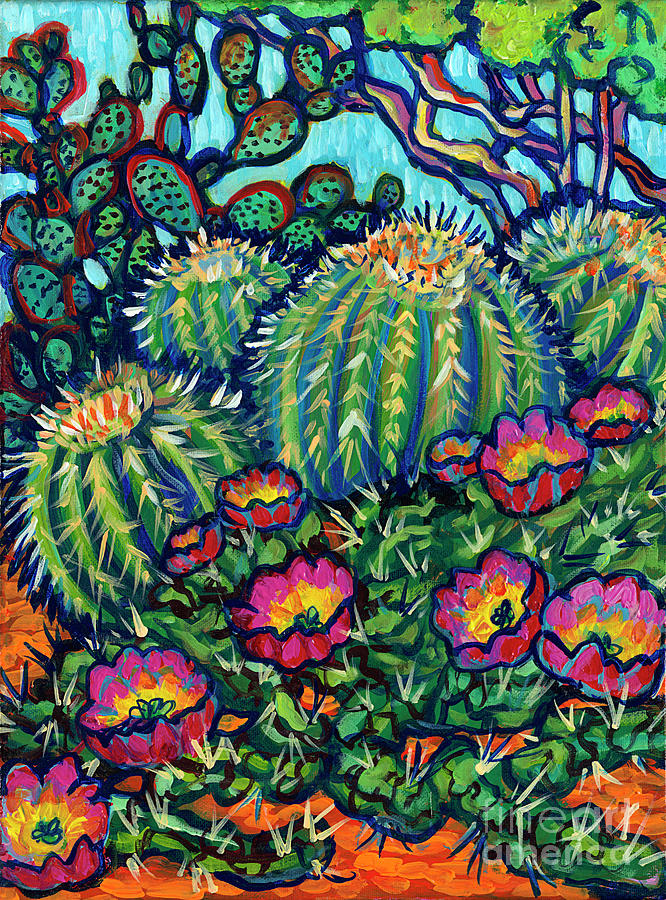 Cactus Flowers Painting by Jenn Cunningham