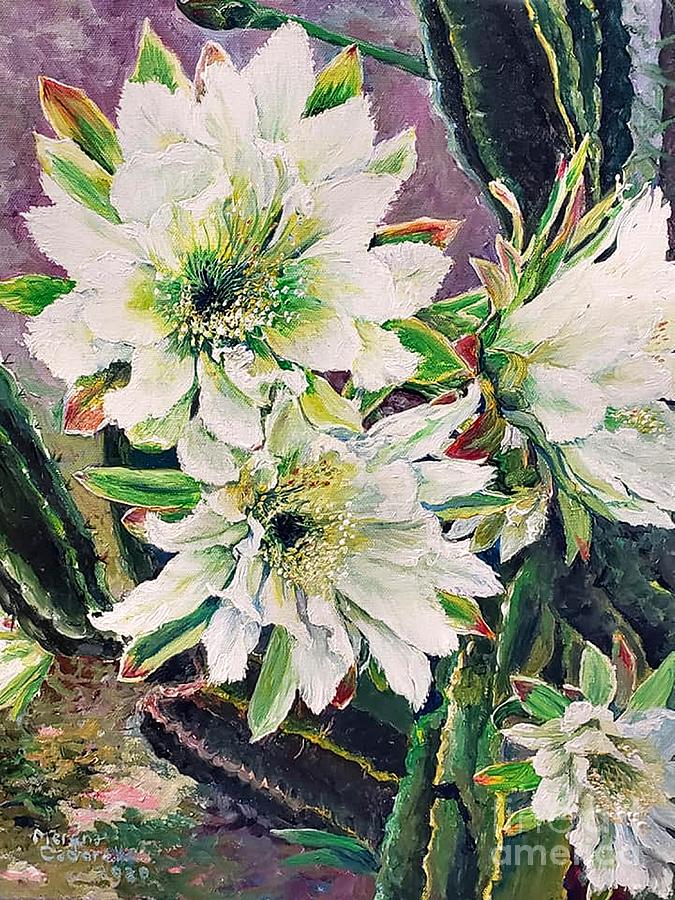 Cactus Flowers Painting by Merana Cadorette