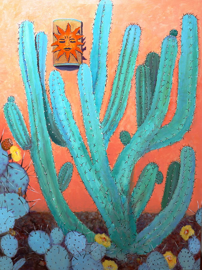 Cactus Garden Painting by M Diane Bonaparte