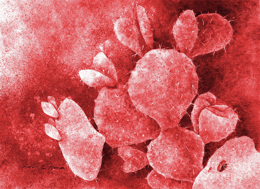 Cactus Heart In Red Painting