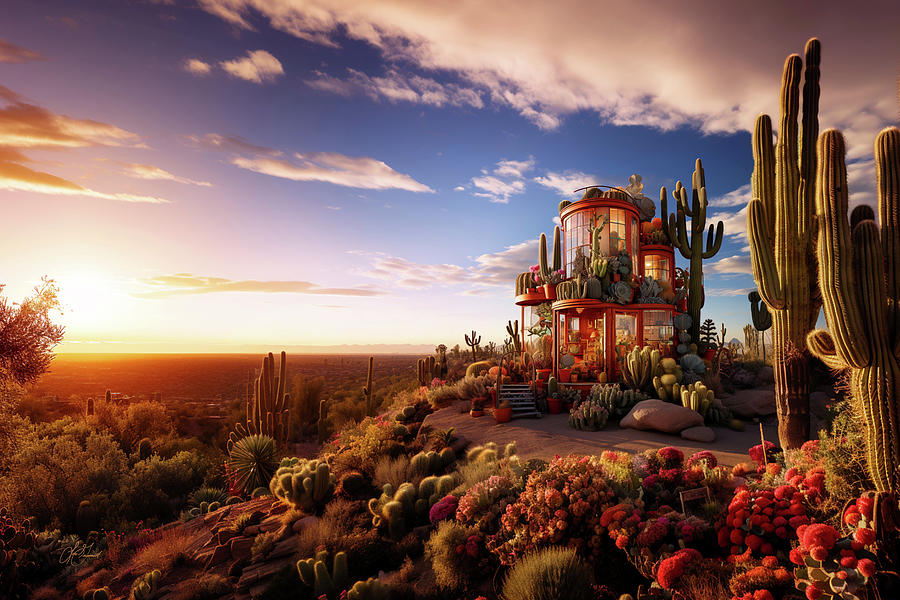 Cactus House Digital Art by Lori Grimmett