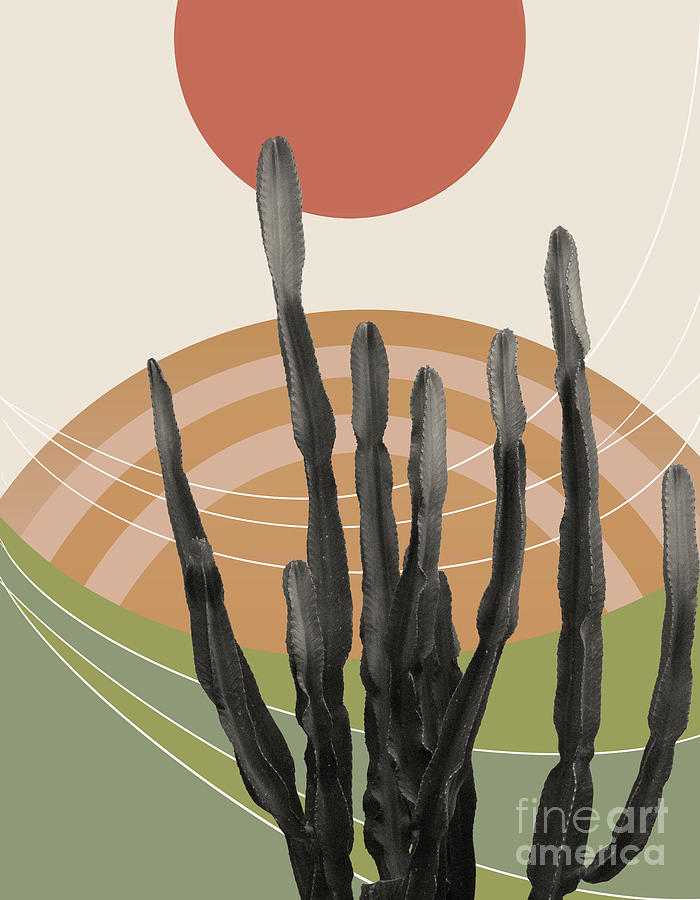 Abstract Mixed Media - Cactus in the Desert #3 #tropical #wall #art  by Anitas and Bellas Art