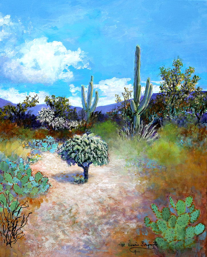 Cactus Landscape Painting by M Diane Bonaparte
